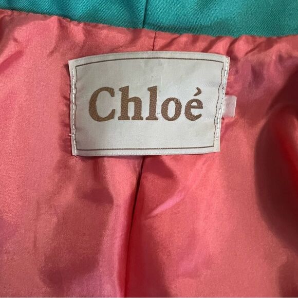 Chloé Green Black One Button Blazer Tailored Jacket Size Small - Picture 7 of 7